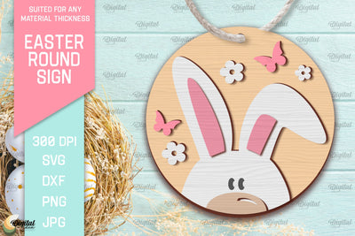 Easter Round Sign SVG. Happy Easter Sign SVG SVG Evgenyia Guschina 