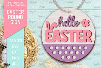 Easter Round Sign SVG. Happy Easter Sign SVG SVG Evgenyia Guschina 