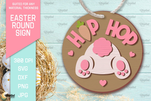 Easter Round Sign SVG. Happy Easter Sign SVG SVG Evgenyia Guschina 