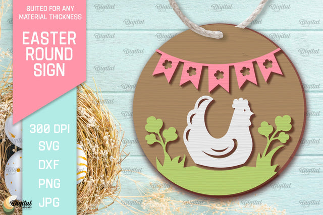 Easter Round Sign SVG. Happy Easter Sign SVG SVG Evgenyia Guschina 