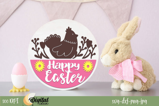 Easter Round Sign SVG. Happy Ester Sign SVG SVG Evgenyia Guschina 