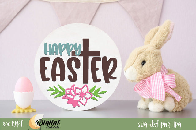 Easter Round Sign SVG. Happy Ester Sign SVG SVG Evgenyia Guschina 