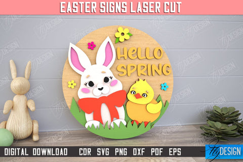 Easter Round Signs Bundle | Happy Easter | Easter Design | Home Décor | CNC Files SVG Fly Design 