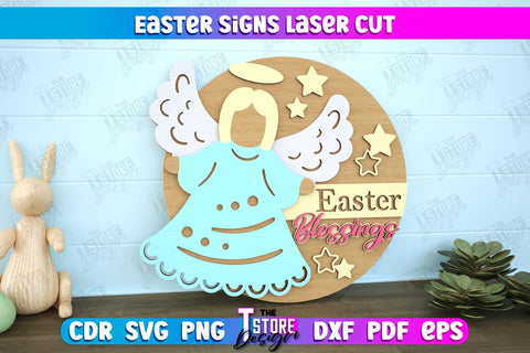 Easter Round Signs Bundle | Happy Easter | Easter Design | Home Décor | CNC Files SVG The T Store Design 