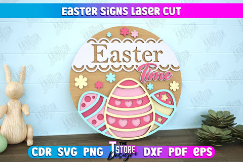 Easter Round Signs Bundle | Happy Easter | Easter Design | Home Décor | CNC Files SVG The T Store Design 