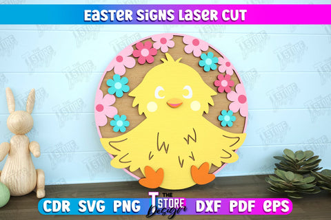Easter Round Signs Bundle | Happy Easter | Easter Design | Home Décor | CNC Files SVG The T Store Design 