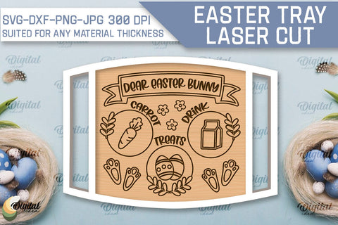 Easter Serving Tray Laser Cut Bundle. Easter Quotes SVG SVG Evgenyia Guschina 