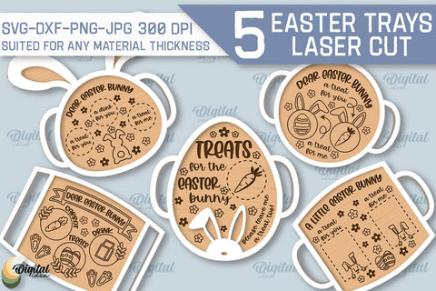 Easter Serving Tray Laser Cut Bundle. Easter Quotes SVG SVG Evgenyia Guschina 