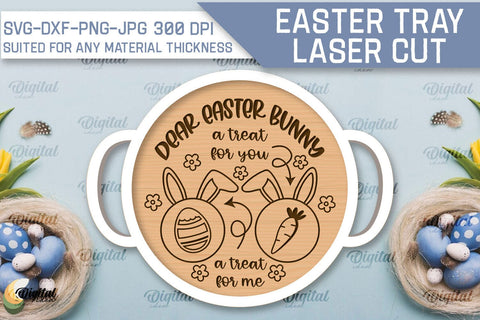 Easter Serving Tray Laser Cut Bundle. Easter Quotes SVG SVG Evgenyia Guschina 