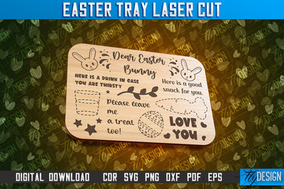 Easter Serving Tray Laser Cut | Dear Easter Bunny | CNC File SVG Fly Design 