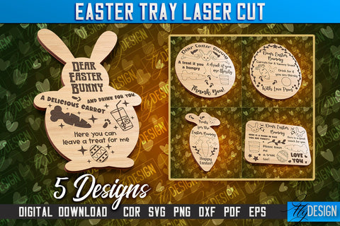 Easter Serving Tray Laser Cut | Dear Easter Bunny | CNC File SVG Fly Design 