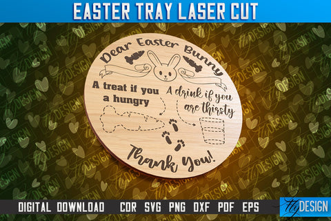 Easter Serving Tray Laser Cut | Dear Easter Bunny | CNC File SVG Fly Design 