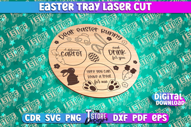 Easter Serving Tray Laser Cut | Dear Easter Bunny | CNC File SVG The T Store Design 