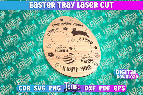 Easter Serving Tray Laser Cut | Dear Easter Bunny | CNC File SVG The T Store Design 