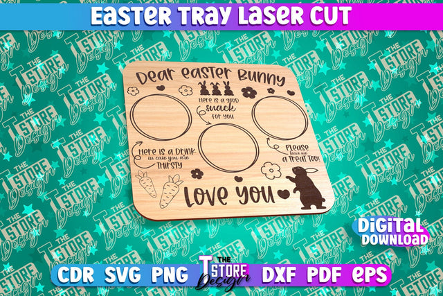 Easter Serving Tray Laser Cut | Dear Easter Bunny | CNC File SVG The T Store Design 