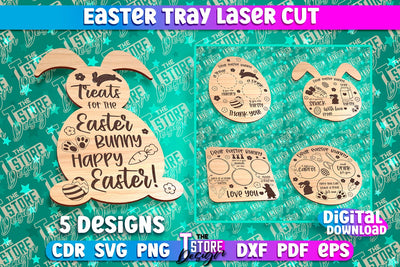 Easter Serving Tray Laser Cut | Dear Easter Bunny | CNC File SVG The T Store Design 