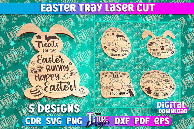 Easter Serving Tray Laser Cut | Dear Easter Bunny | CNC File SVG The T Store Design 