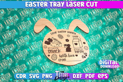 Easter Serving Tray Laser Cut | Dear Easter Bunny | CNC File SVG The T Store Design 