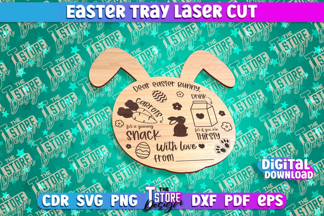 Easter Serving Tray Laser Cut | Dear Easter Bunny | CNC File SVG The T Store Design 