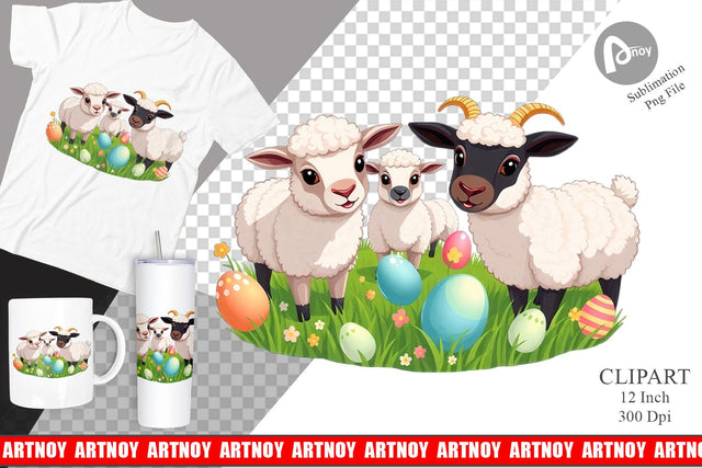 Easter Sheep Clipart Sublimation artnoy 