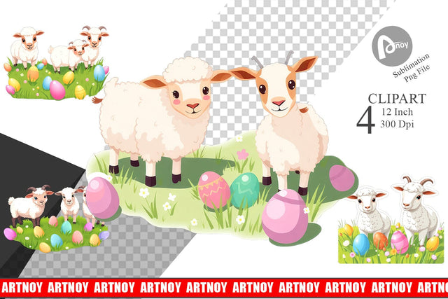 Easter Sheep Clipart Sublimation artnoy 