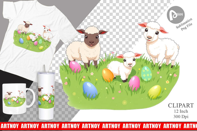 Easter Sheep Clipart Sublimation artnoy 