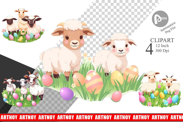 Easter Sheep Clipart Sublimation artnoy 