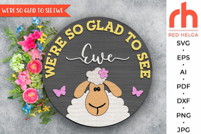 Easter Sheep Door Sign SVG, Layered Spring Hanger Cut File SVG RedHelgaArt 