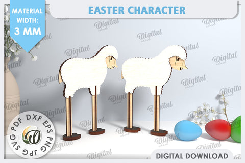 Easter Sheep Laser Cut. Easter Characters. Easter Stand SVG SVG Evgenyia Guschina 