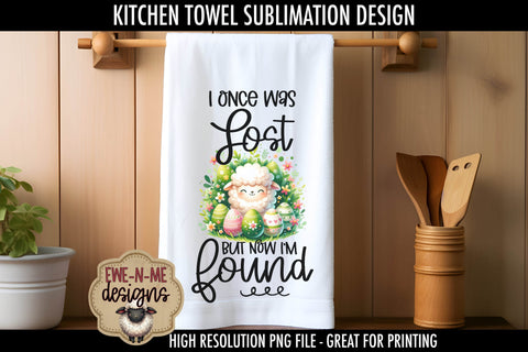 Easter Sheep With Decorated Eggs | Kitchen Towel Sublimation Sublimation Ewe-N-Me Designs 