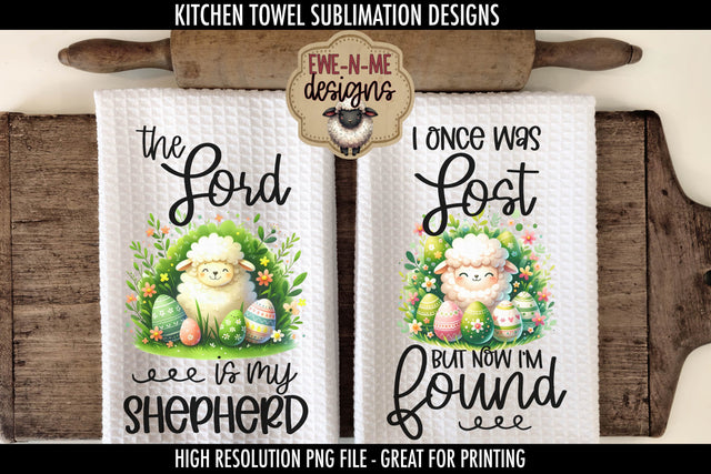 Easter Sheep With Decorated Eggs | Kitchen Towel Sublimation Sublimation Ewe-N-Me Designs 