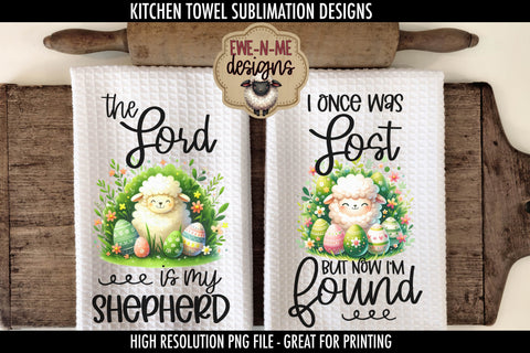 Easter Sheep With Decorated Eggs | Kitchen Towel Sublimation Sublimation Ewe-N-Me Designs 
