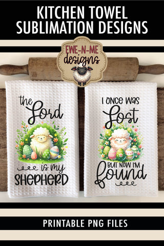 Easter Sheep With Decorated Eggs | Kitchen Towel Sublimation Sublimation Ewe-N-Me Designs 