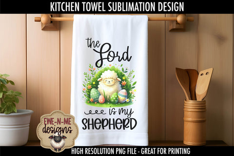 Easter Sheep With Decorated Eggs | Kitchen Towel Sublimation Sublimation Ewe-N-Me Designs 