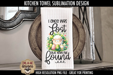 Easter Sheep With Decorated Eggs | Kitchen Towel Sublimation Sublimation Ewe-N-Me Designs 