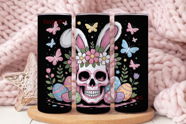 Easter Skull Bunny 20oz Tumbler Wrap Sublimation DesignSVG 
