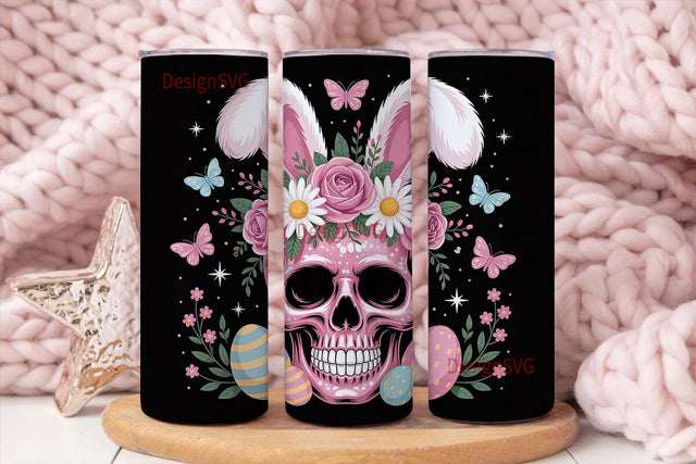 Easter Skull Bunny 20oz Tumbler Wrap Sublimation DesignSVG 