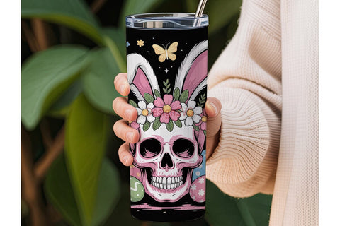 Easter Skull Bunny 20oz Tumbler Wrap Sublimation DesignSVG 