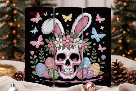 Easter Skull Bunny 20oz Tumbler Wrap Sublimation DesignSVG 