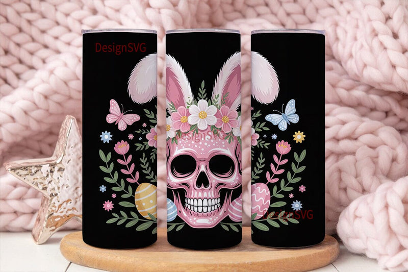 Easter Skull Bunny 20oz Tumbler Wrap Sublimation DesignSVG 
