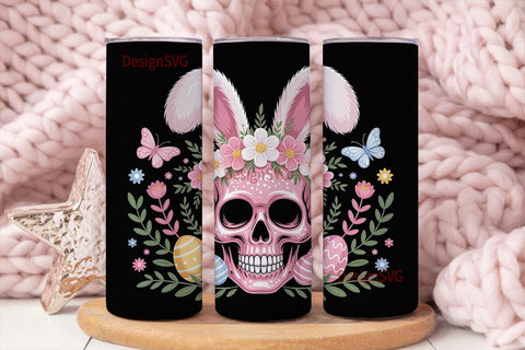 Easter Skull Bunny 20oz Tumbler Wrap Sublimation DesignSVG 
