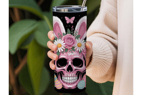 Easter Skull Bunny 20oz Tumbler Wrap Sublimation DesignSVG 