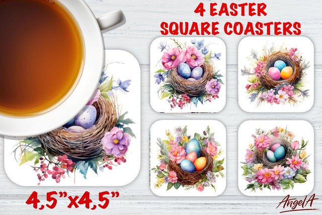 Easter square coaster sublimation / bird nest, eggs png Sublimation Angelina Semenova 