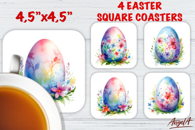 Easter square coaster sublimation / easter watercolor egg Sublimation Angelina Semenova 