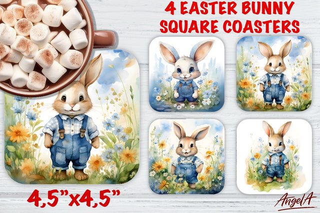 Easter square coaster sublimation / watercolor baby bunny Sublimation Angelina Semenova 