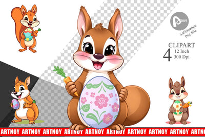 Easter Squirrel Clipart Sublimation artnoy 