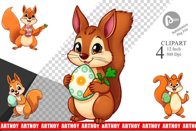 Easter Squirrel Clipart Sublimation artnoy 