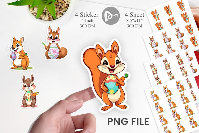 Easter Squirrel Sticker Sublimation artnoy 