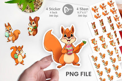 Easter Squirrel Sticker Sublimation artnoy 