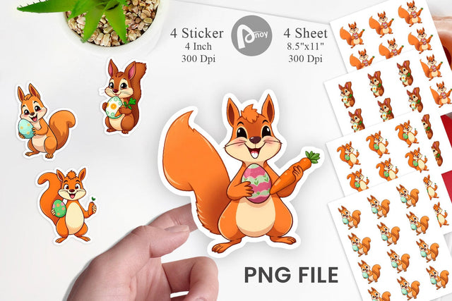 Easter Squirrel Sticker Sublimation artnoy 